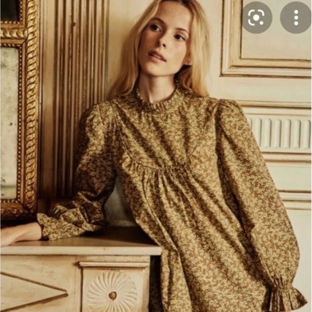Dôen Marabella Mini Dress In Gold Winter Meadow XS